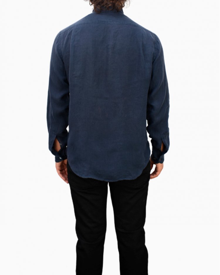 Camisa Giorgio Armani original em linho azul marinho masculino